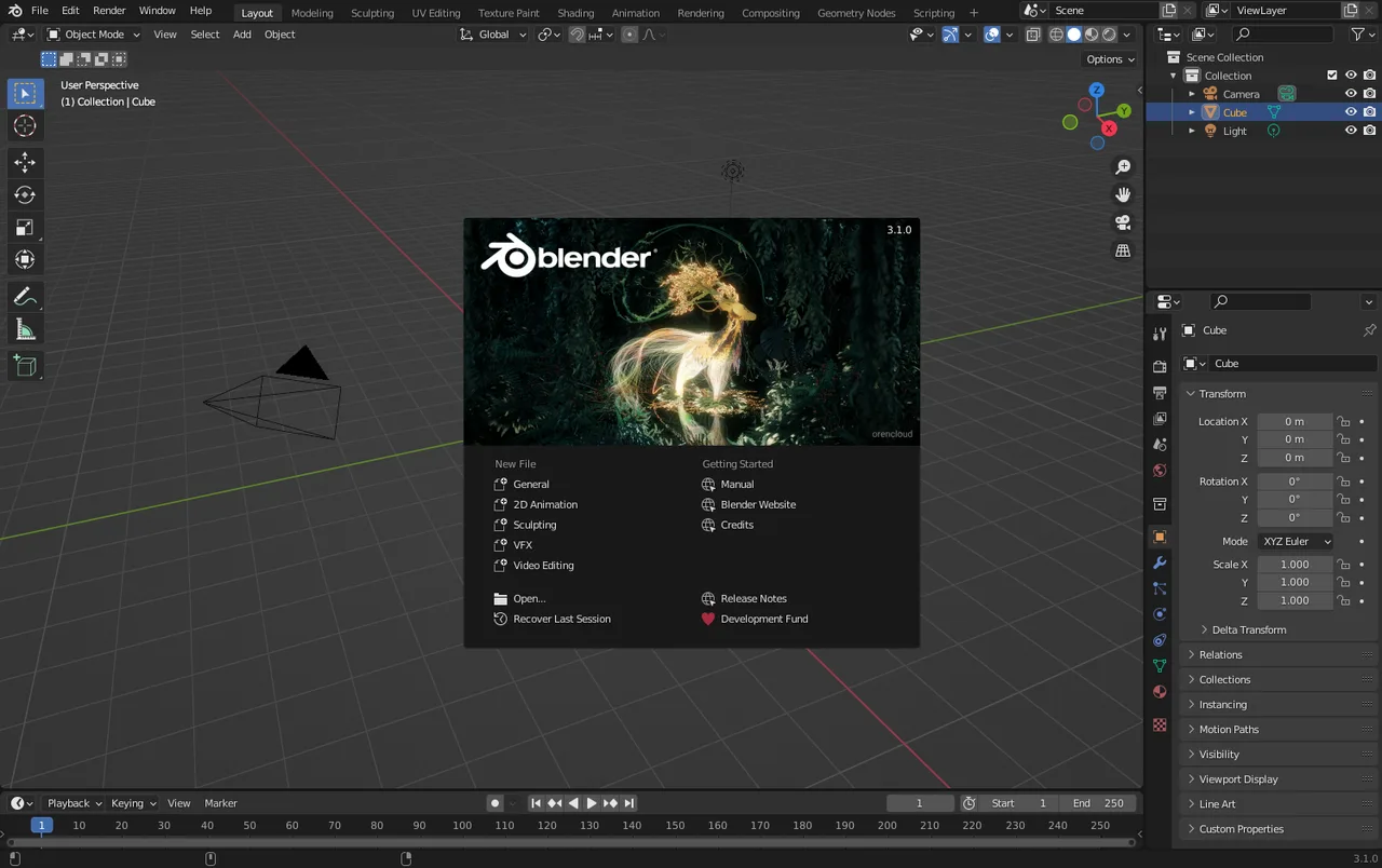 Blender 3.1 interface showing a shaded scene in the viewport.