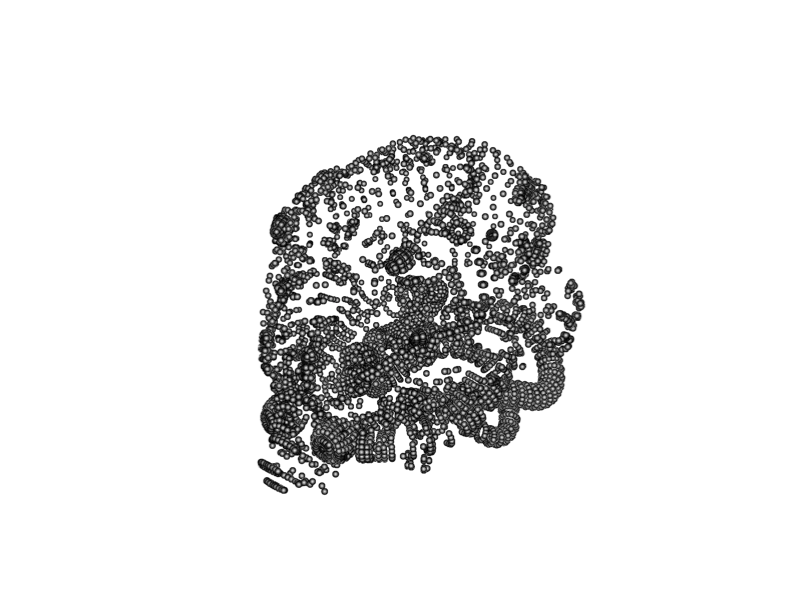Dense points rendered as sphere sprites, the mode used for LiDAR data where individual points need to read as volume.