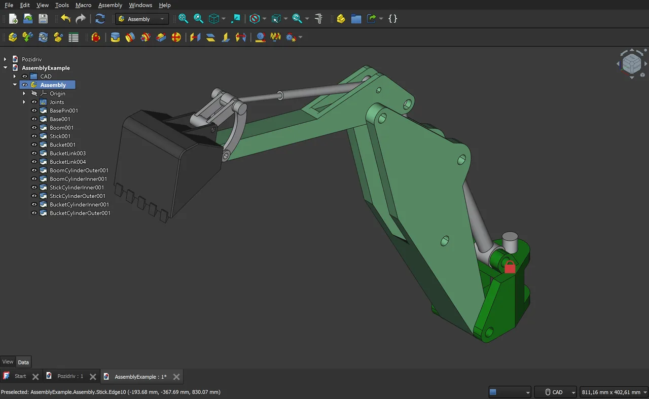 The same assembly under the dark theme. Theming is built in rather than an add-on.