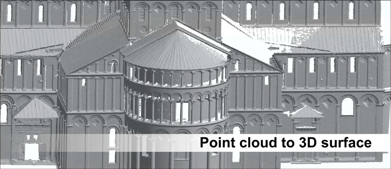 Point cloud to 3D surface: reconstructing a solid mesh from raw scan data, one of MeshLab's core jobs.